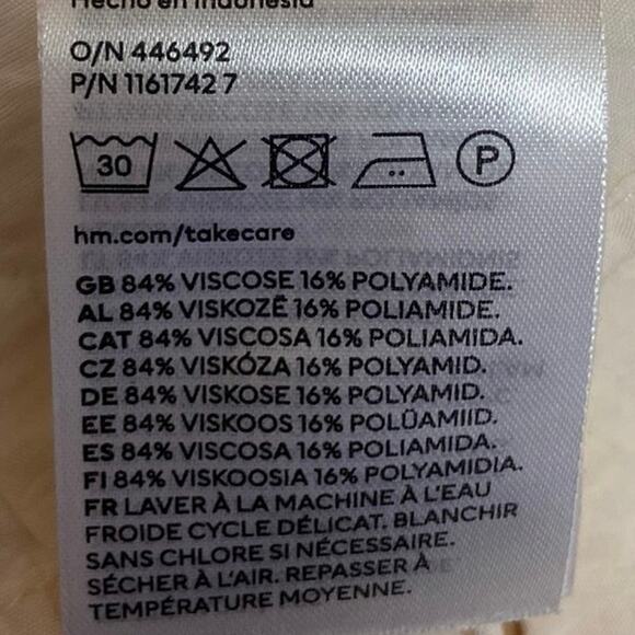 H&M White Collared Deep V Neck Cropped Long Sleeve Wrap Blouse Top Size XS - Picture 4 of 4